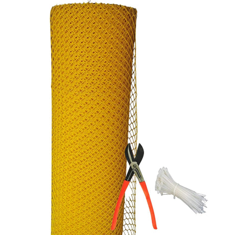 Singhal Tree Guard Net, Garden Fencing Net Virgin Plastic with 1 Cutter and 50 PVC Tags (Yellow, 4 ft x 10 ft)