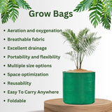 Singhal HDPE UV-Resistant Round Grow Bags Set - Includes 12x12, 12x15, 15x15, 15x18 Inch Sizes, 5 Bags of Each Size (Pack of 20) for Terrace and Vegetable Gardening