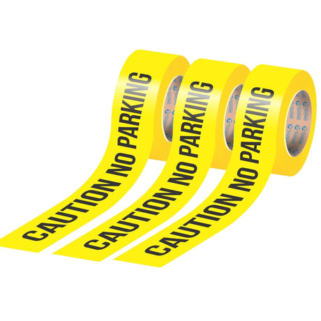 SINGHAL No Parking Caution Tape Roll - 3 Inch x 300 Meter Pack of 3 - High Visibility Bright Yellow Tape with Bold Black Print - No Parking Warning Tape - Waterproof