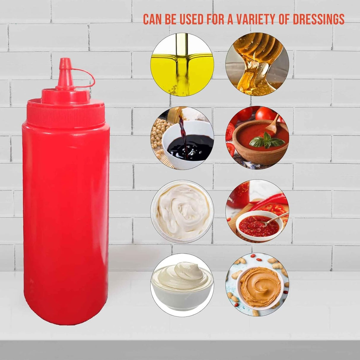 Set of 1 Plastic Squeeze Bottle with Caps Ketchup Mustard Sauce Dispenser Bottle, 150 ML