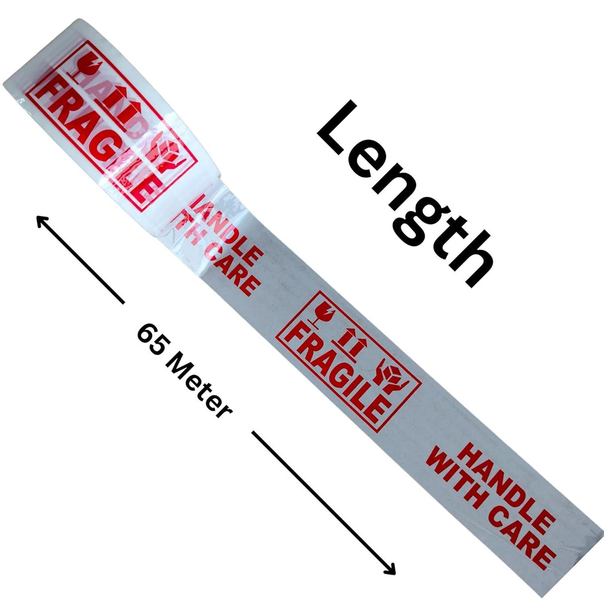 Handle with Care Fragile Tape – 2 Rolls, 48mm x 65m each, for secure packaging and safe delivery.