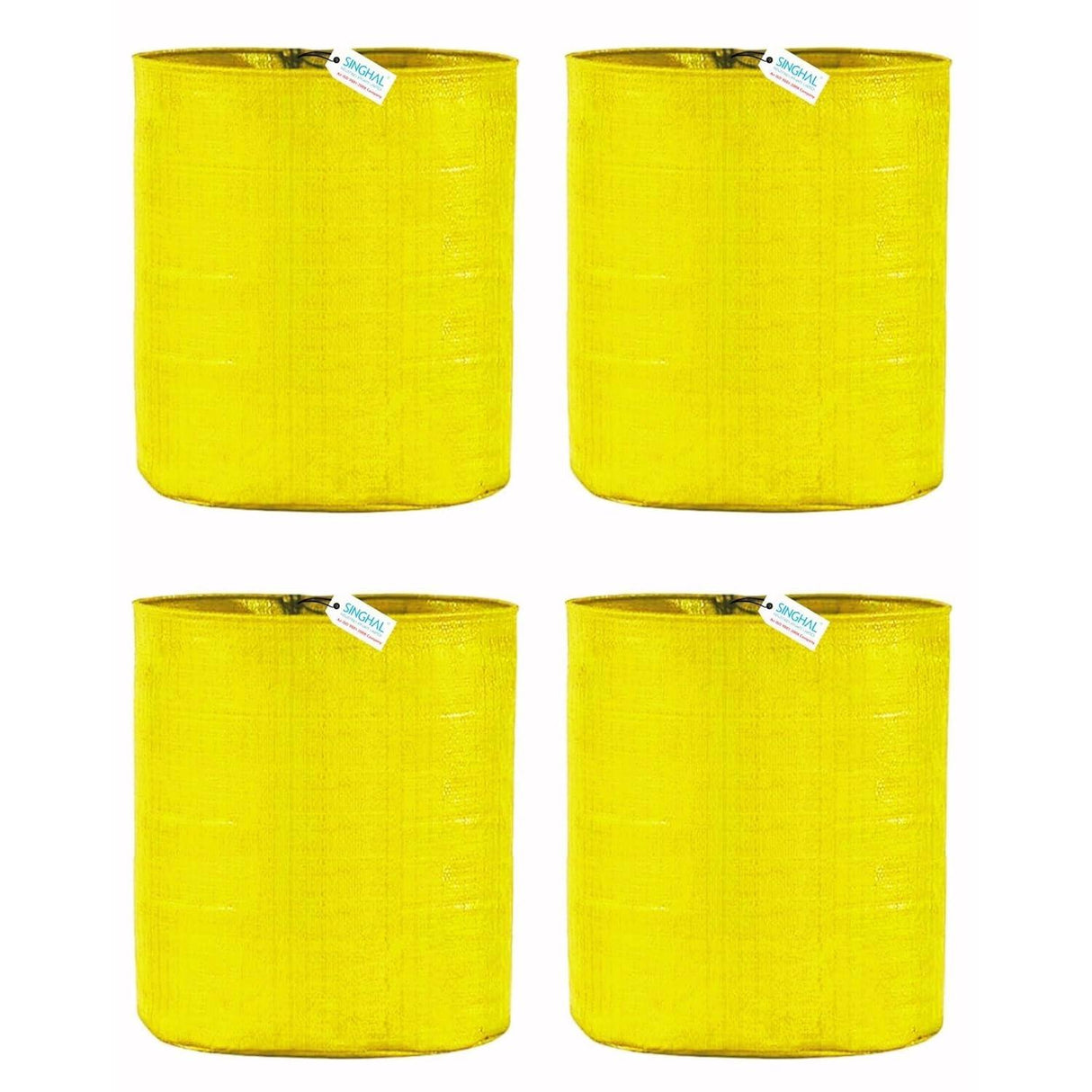 SINGHAL HDPE UV Protected Round Plants Grow Bags 15x12 Inches, Yellow Colour Ideal for Terrace and Vegetable Gardening Pack of 4