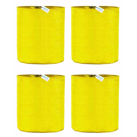 SINGHAL HDPE UV Protected Round Plants Grow Bags 15x12 Inches, Yellow Colour Ideal for Terrace and Vegetable Gardening Pack of 4