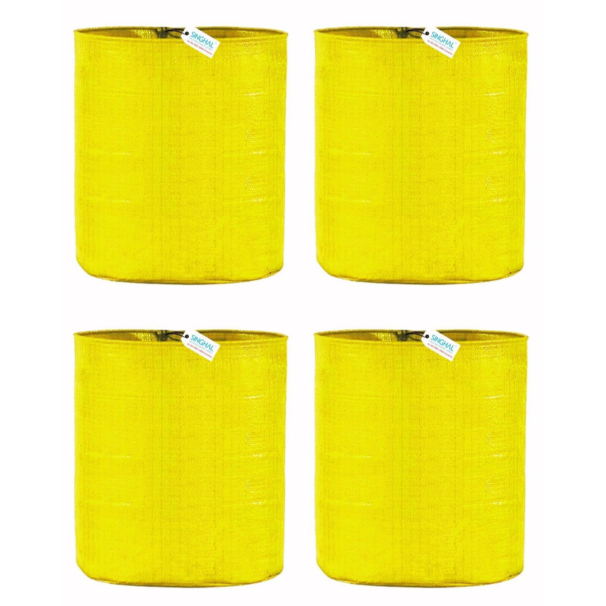 SINGHAL HDPE UV Protected Round Plants Grow Bags 15x12 Inches, Yellow Colour Ideal for Terrace and Vegetable Gardening Pack of 4