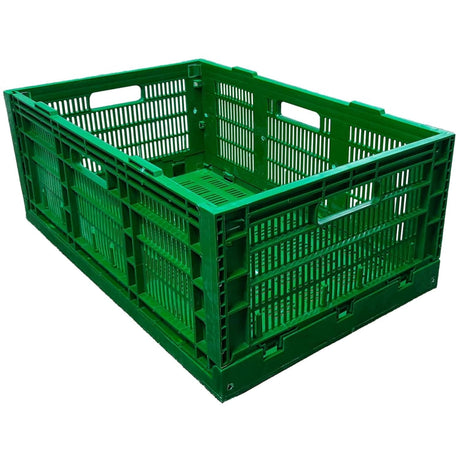SINGHAL Storage Crates Stackable Plastic Container Foldable Basket Multipurpose 500x325x200 mm - Green