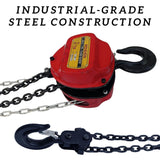 2 Ton Hand Chain Pulley Block – Heavy Duty Manual Hoist with 8mm Chain and 3m Lift, Industrial-Grade Steel for Lifting in Workshops, Garages, and Warehouses