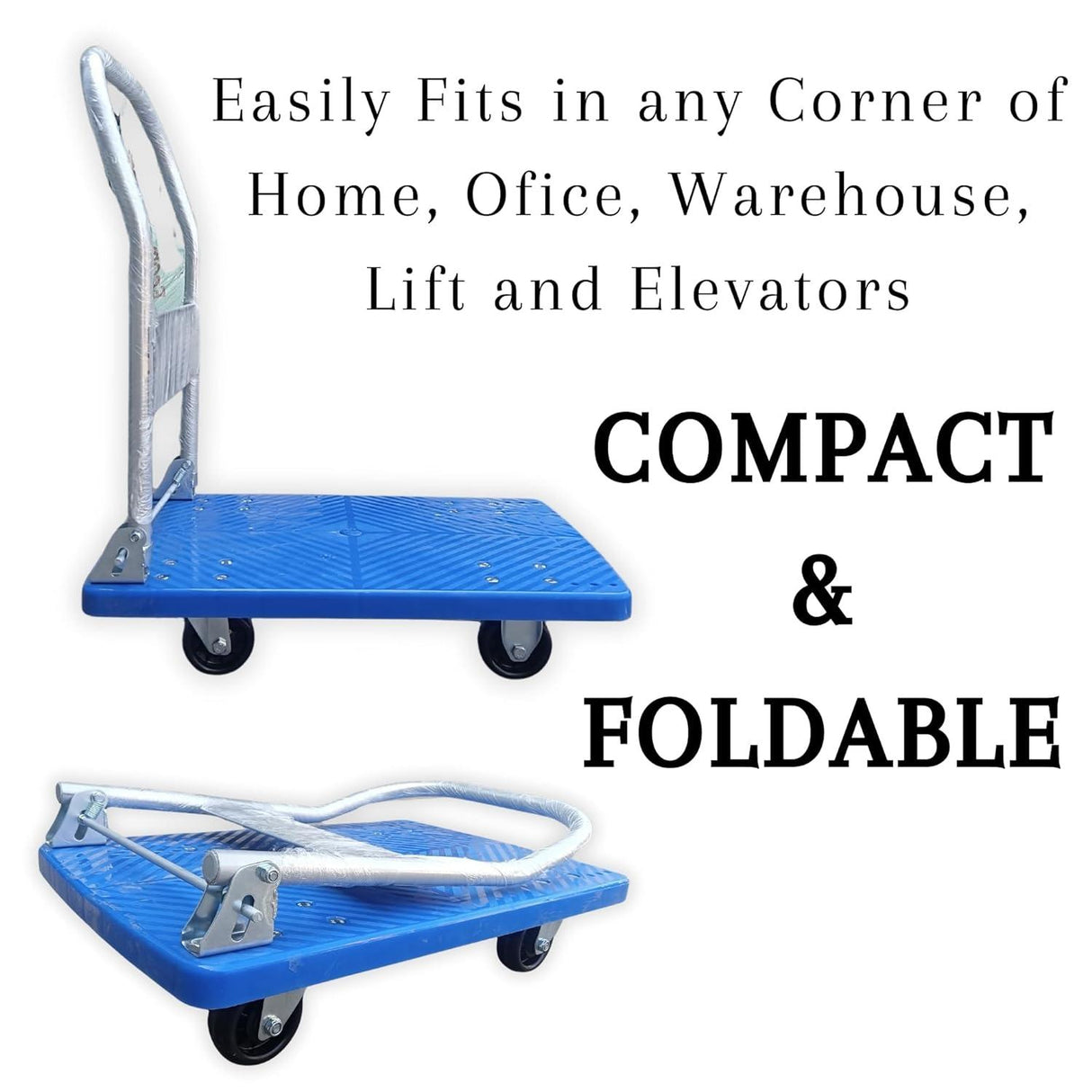 Heavy-Duty Blue Platform Trolley with 300 kg Capacity – Sturdy, Foldable Design for Easy Storage and Transport