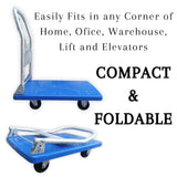 Heavy-Duty Blue Platform Trolley with 300 kg Capacity – Sturdy, Foldable Design for Easy Storage and Transport