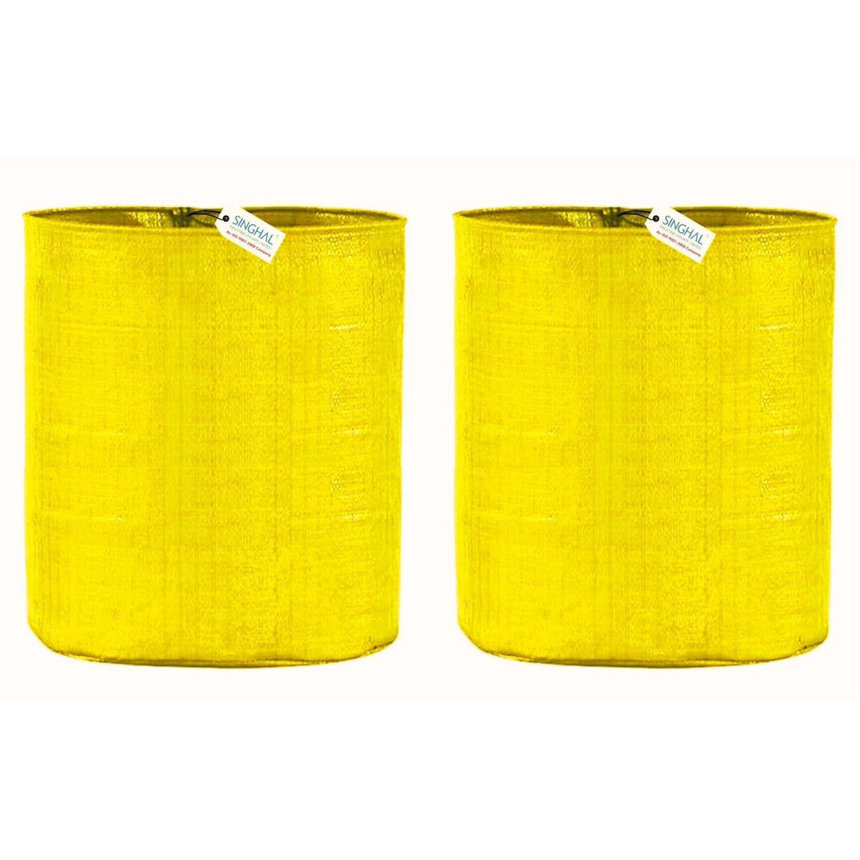 Singhal HDPE UV-Protected Yellow Round Grow Bags (15x18 Inches, Set of 2) – Perfect for Terrace and Vegetable Gardening