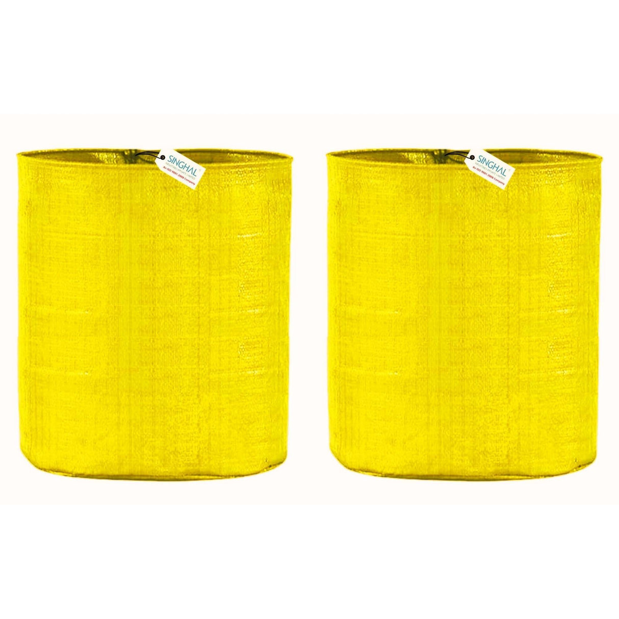 Singhal HDPE UV-Protected Yellow Round Grow Bags (15x18 Inches, Set of 2) – Perfect for Terrace and Vegetable Gardening