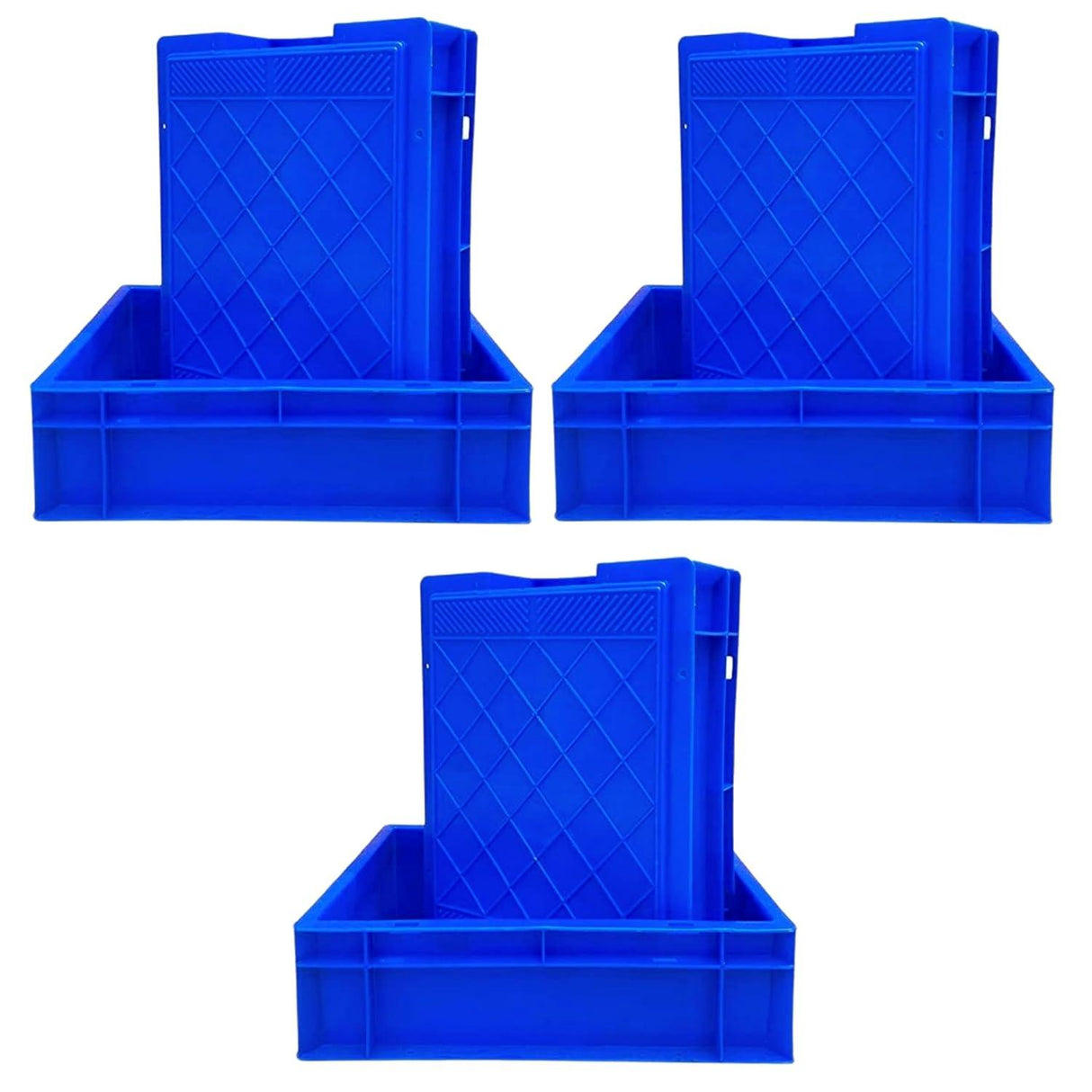 SINGHAL Set of 6 Heavy Duty Blue Plastic Crates (40x30x12 cm) | Versatile Storage Bins for Vegetables, Fruits, Milk, and More