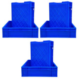 SINGHAL Set of 6 Heavy Duty Blue Plastic Crates (40x30x12 cm) | Versatile Storage Bins for Vegetables, Fruits, Milk, and More