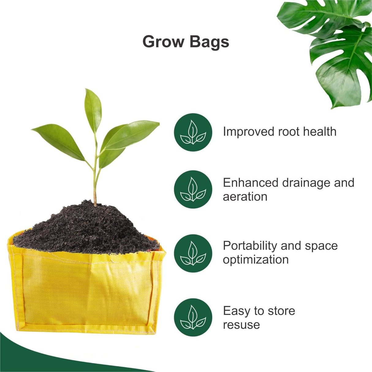 SINGHAL Terrace Garden Yellow Grow Bag Rectangle 18x12x12 inch (Rectangular Pack of 4)