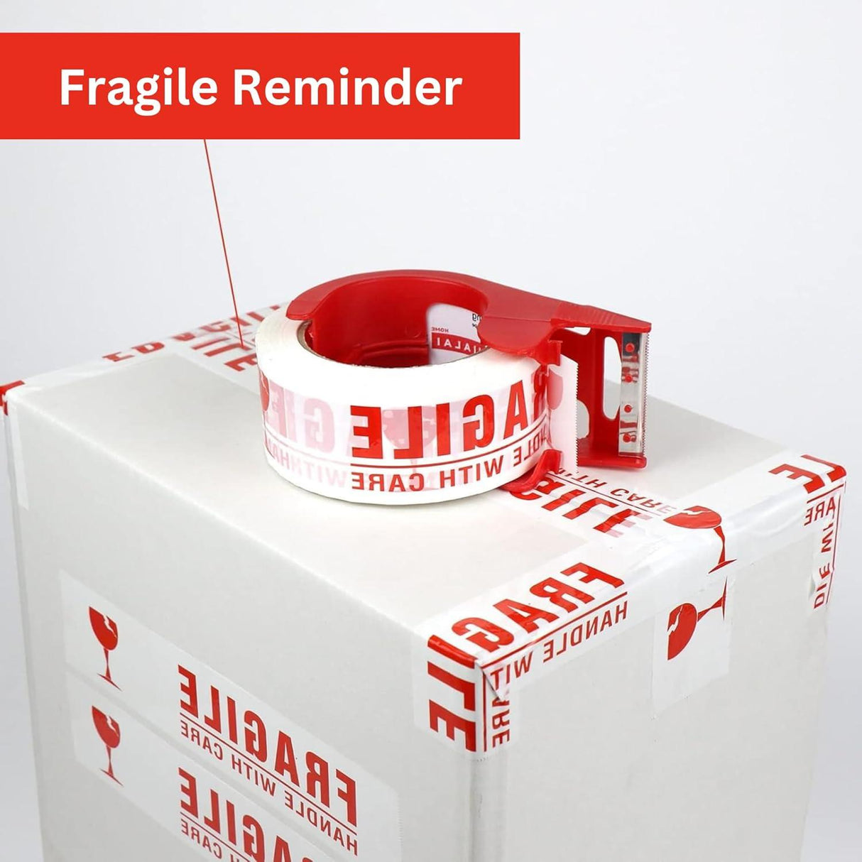 Handle with Care Fragile Tape – 12 Rolls of Printed Packaging Tape, 48mm x 65m Each