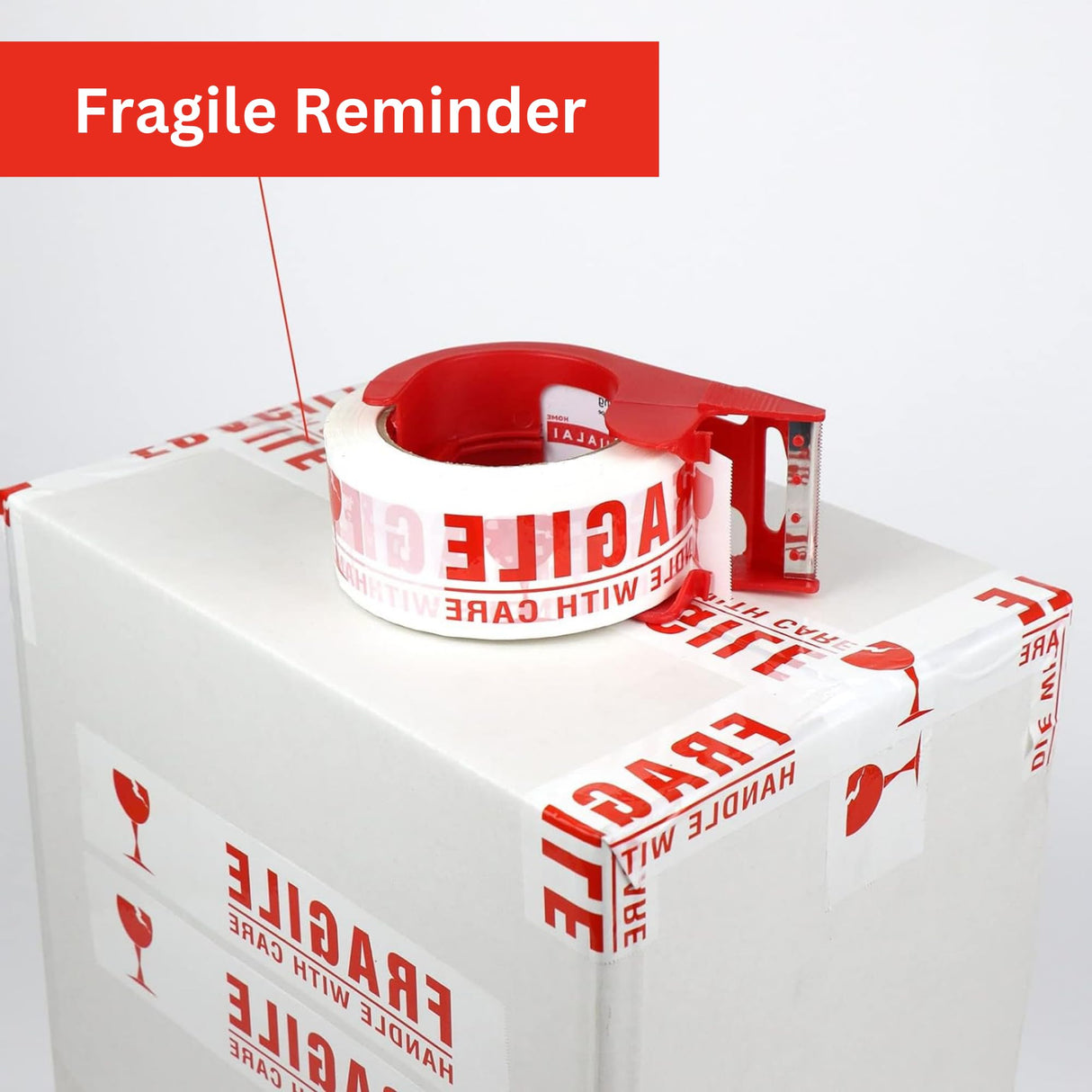 Handle with Care Fragile Packaging with adhesive tape