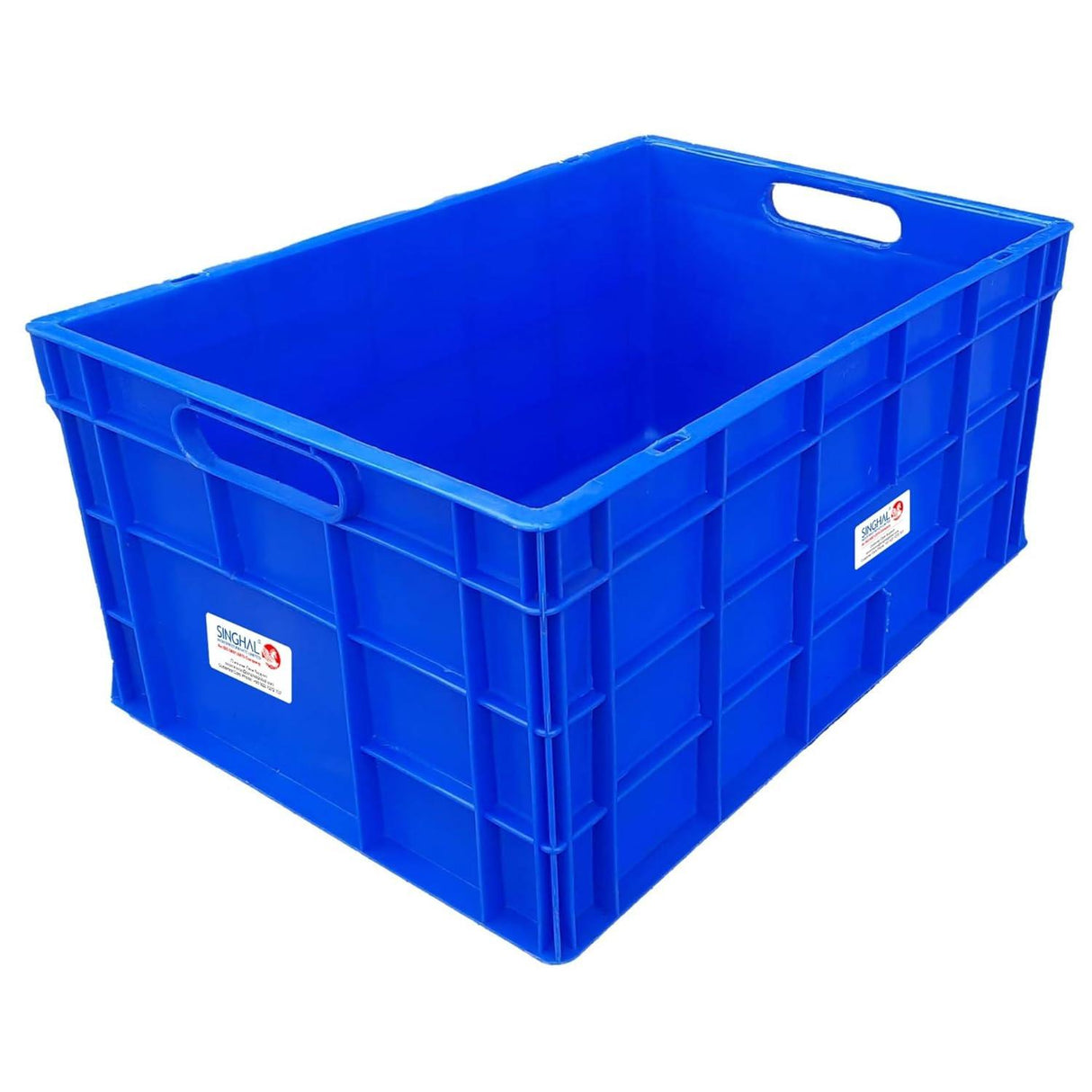 SINGHAL Heavy Duty Big Blue Portable Plastic Crate 650x450x315mm | Versatile Storage Crate | Large Shelf Basket for Vegetables, Fruits, Milk | 2-Pack