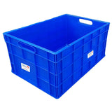 SINGHAL Heavy-Duty Big Blue Portable Plastic Crate 650x450x315mm | Storage Bin for Vegetables, Fruits, Milk | Shelf Basket for Large Items