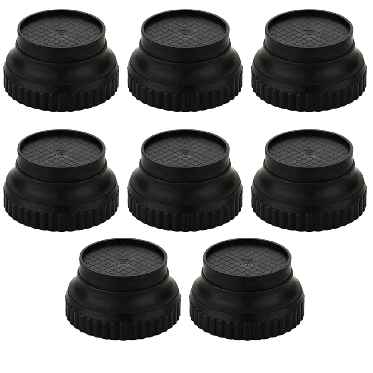 Plastic Round Base Stand 8 Pcs for Bed, Refrigerator Stand, Washing Machine Stand, Furniture Base Stand and Fridge Stand for Single Door and Double Door (Black Round)