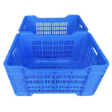 SINGHAL Heavy-Duty Big Blue Portable Plastic Crate 54x36x29 CM | Storage Crate for Vegetables, Fruits, Milk | Combo Pack of 2 | Large Shelf Basket