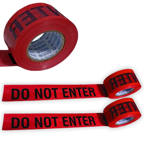 SINGHAL Do Not Enter Barricade Tape 3 Inch X 300 Meter, Red with Bold Black Print, Wide for Maximum Readability, Tear Resistant Design, High Visibility 300mtr Pack of 2