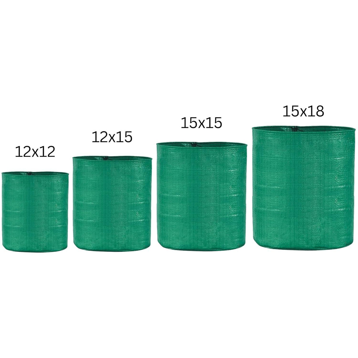 SINGHAL UV-Protected HDPE Round Grow Bags Combo, 12x12, 12x15, 15x15, 15x18 Inch - Pack of 4 for Terrace and Vegetable Gardening