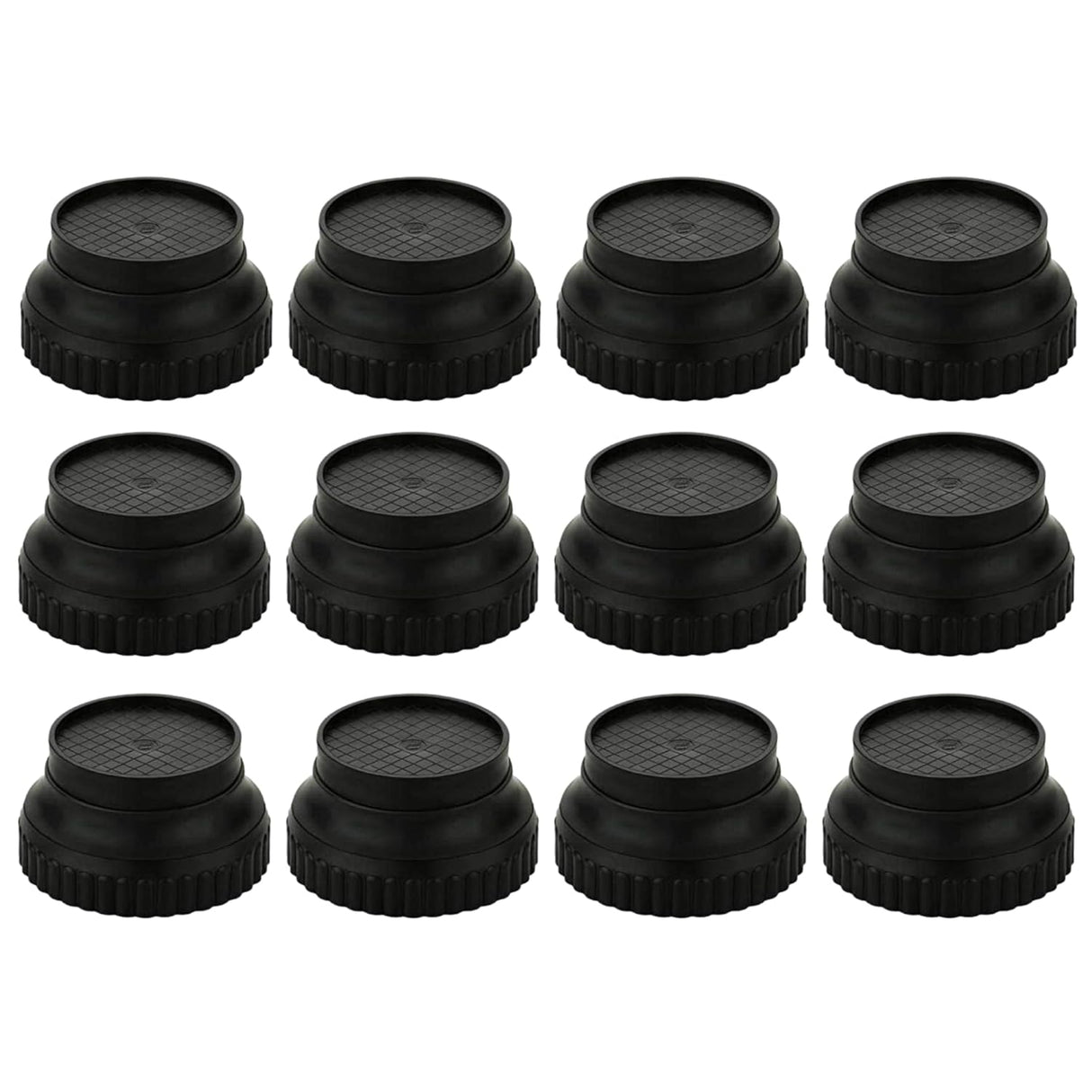 Plastic Round Base Stand 12 Pcs for Bed, Refrigerator Stand, Washing Machine Stand, Furniture Base Stand and Fridge Stand for Single Door and Double Door (Black Round)