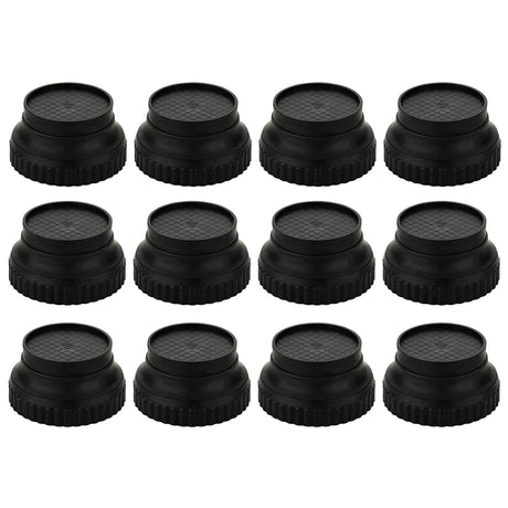 Singhal Heavy Duty Plastic Round Base Stand 12 Pcs for Bed, Refrigerator Stand, Washing Machine Stand, Furniture Base Stand and Fridge Stand for Single Door and Double Door (Black Round)