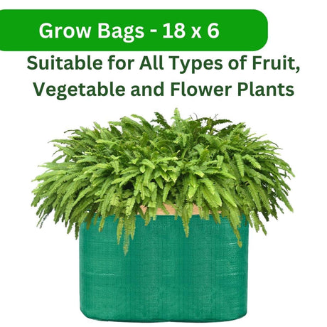 18x6 Inch Plant Grow Bags, Pack of 20—HDPE, UV-Protected, Round, Green. Perfect for Terrace and Vegetable Gardening, Durable and Versatile.