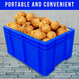 SINGHAL Heavy-Duty Blue Plastic Crates (40x30x22 cm) - Pack of 6 | Versatile Storage Baskets for Vegetables, Fruits, Milk, and More