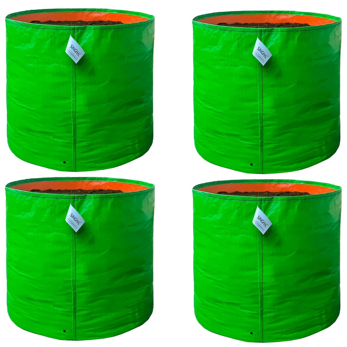SINGHAL 24x24 inch Big Grow Bags Pack of 4 for Home Gardening, HDPE Plants Bag for Fruits, Vegetables Flowers, 260 GSM Grow Bag, UV Protected