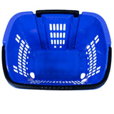 Blue Plastic Rolling Shopping Basket with Handle and Wheels – 46x35x40 CM, 35L Capacity – Perfect for Supermarket and Grocery Shopping