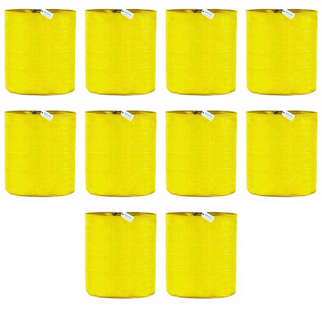 Singhal HDPE UV-Protected Yellow Round Grow Bags, 24x24 Inch - Perfect for Terrace and Vegetable Gardening - Set of 10