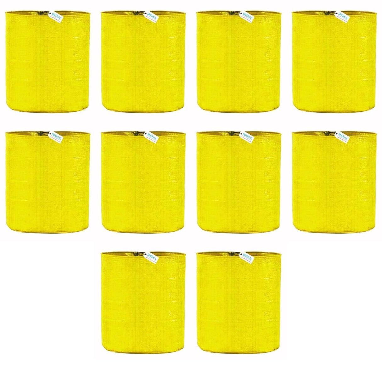 Singhal UV-Protected Yellow HDPE Grow Bags, 15x18 Inches, Ideal for Terrace and Vegetable Gardening (Pack of 10)