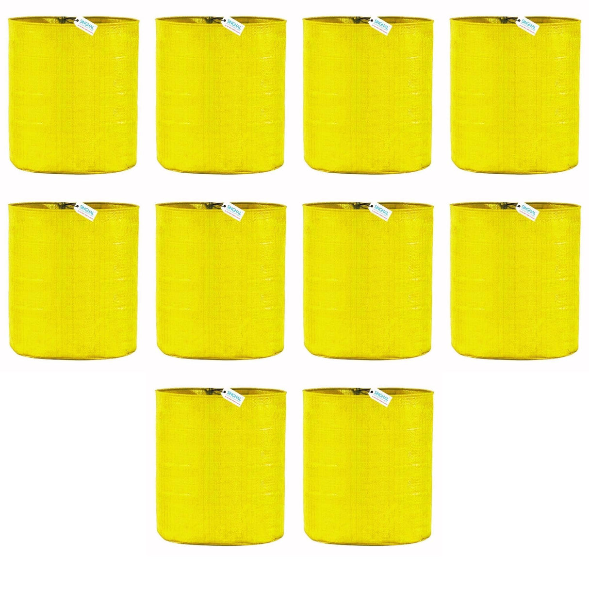 Singhal HDPE UV-Protected Yellow Round Grow Bags, 24x24 Inch - Perfect for Terrace and Vegetable Gardening - Set of 10