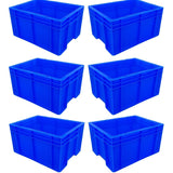 SINGHAL Heavy-Duty Blue Plastic Crates (40x30x22 cm) - Pack of 6 | Versatile Storage Baskets for Vegetables, Fruits, Milk, and More