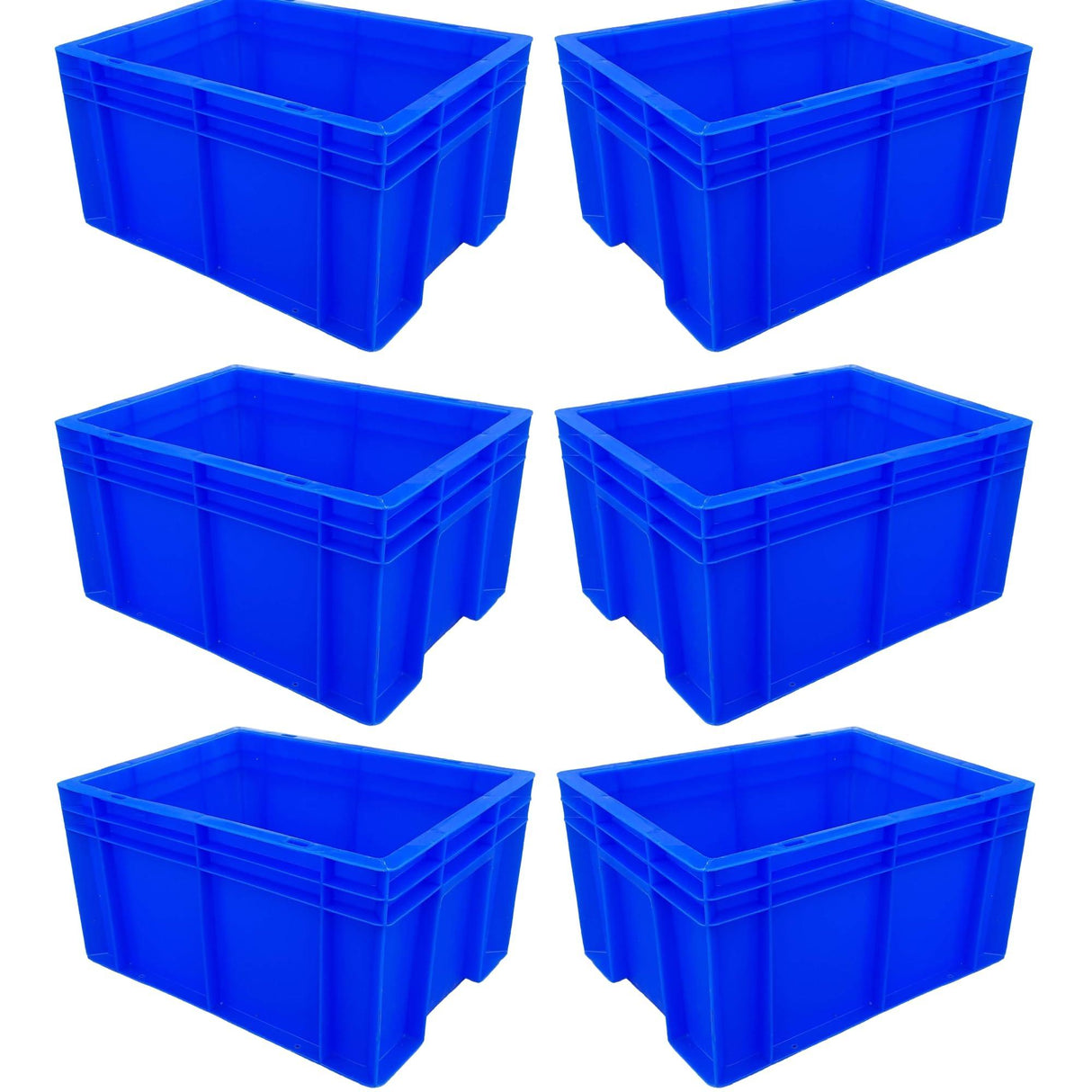 SINGHAL Heavy-Duty Blue Plastic Crates (40x30x22 cm) - Pack of 6 | Versatile Storage Baskets for Vegetables, Fruits, Milk, and More