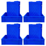 SINGHAL 10-Pack Heavy Duty Blue Plastic Crates, 40x30x12 CM | Versatile Storage Bins for Fruits, Vegetables, Milk, and More | Shelf Baskets