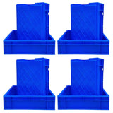 SINGHAL 10-Pack Heavy Duty Blue Plastic Crates, 40x30x12 CM | Versatile Storage Bins for Fruits, Vegetables, Milk, and More | Shelf Baskets