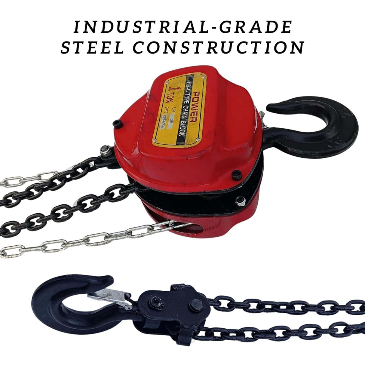 Hand Chain Pulley Block 1 & 2 Ton Capacity Manual Hand Hoist 8mm/ 3m Lift Industrial-Grade Steel
