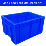 SINGHAL Heavy Duty Blue Plastic Crate 40x30x22 CM | Multipurpose Storage Bin | Shelf Basket for Vegetables, Fruits, Milk.