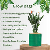 SINGHAL HDPE UV-Protected Round Grow Bags, 15x18 Inches, Green, Pack of 4 – Ideal for Terrace & Vegetable Gardening