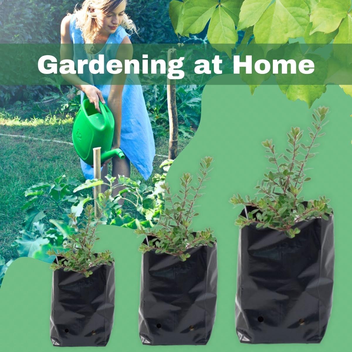 SINGHAL HDPE UV-Resistant Black Poly Grow Bags | 8x9, 25-Pack for Garden & Nursery