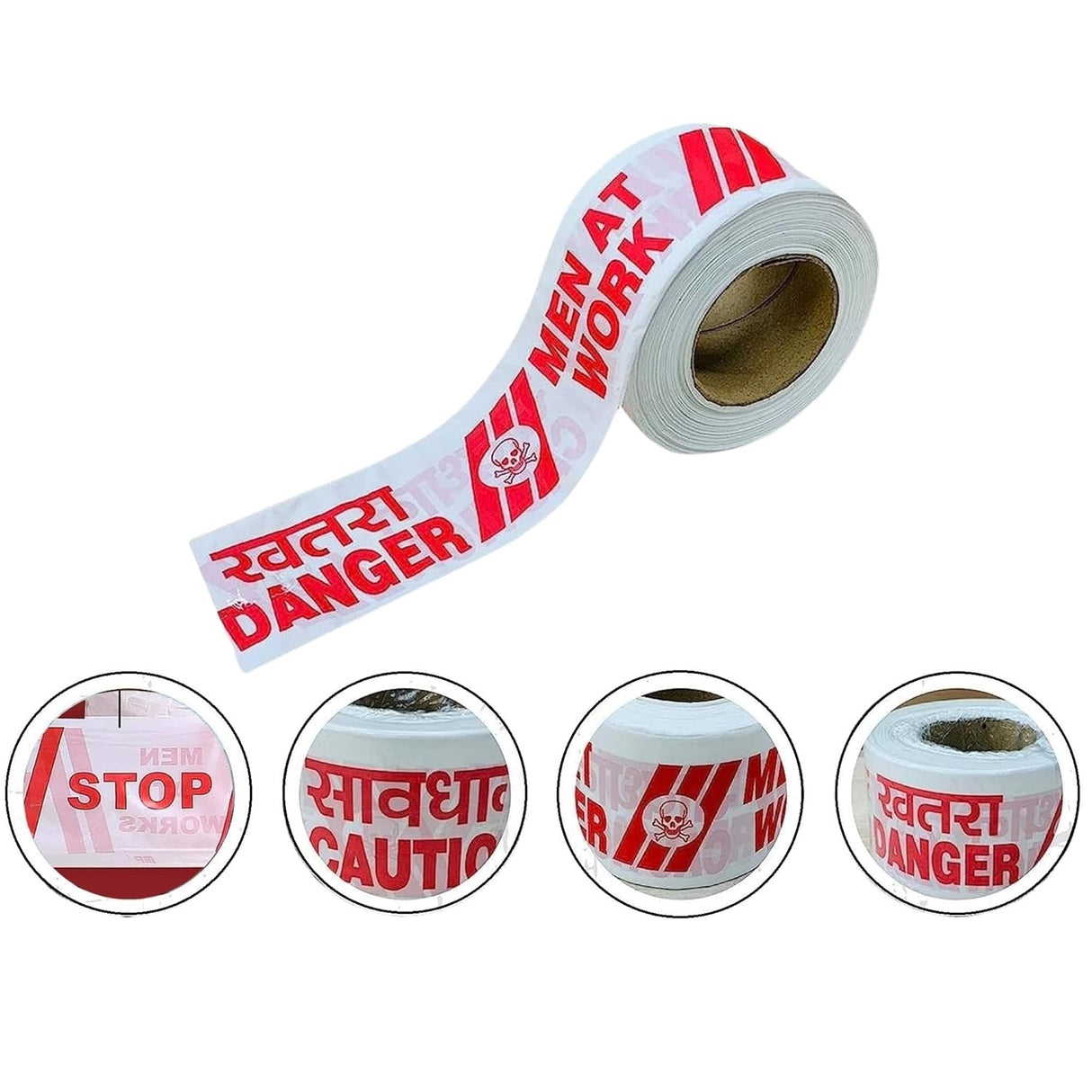 SINGHAL Caution Tape Roll 150 Meter 3” Inch Red and White, Barricade Tape Non-Adhesive Warning Tape Waterproof Polyethylene Material 150mtr (150 mtr Combo Pack of 3)