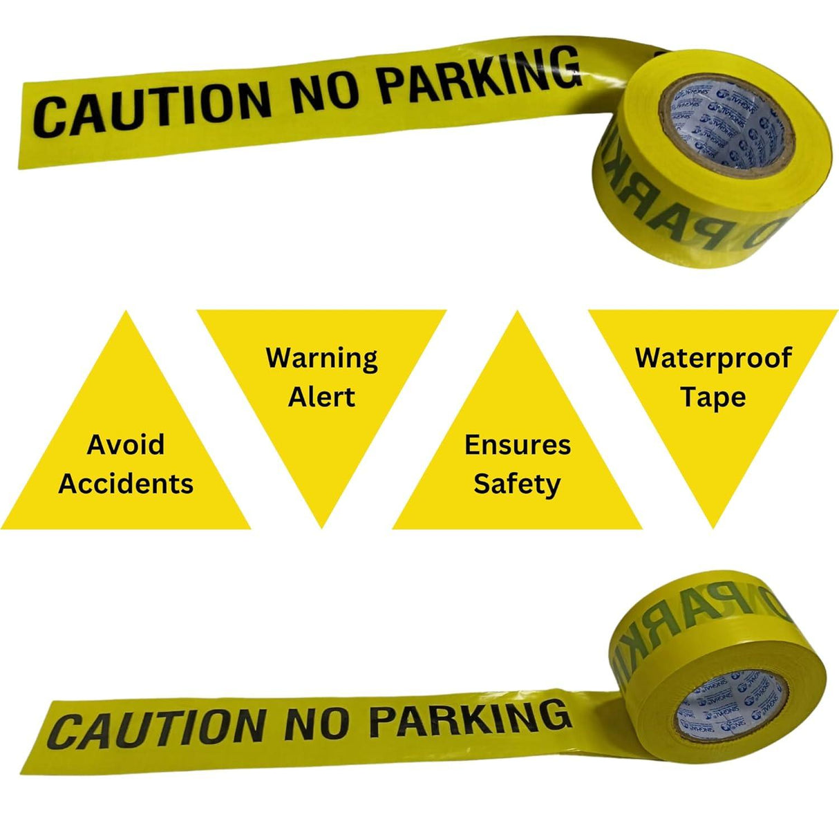 No Parking Caution Tape Roll - 3 Inch x 300 Meter Pack of 3 - High Visibility Bright Yellow Tape with Bold Black Print - No Parking Warning Tape - Waterproof