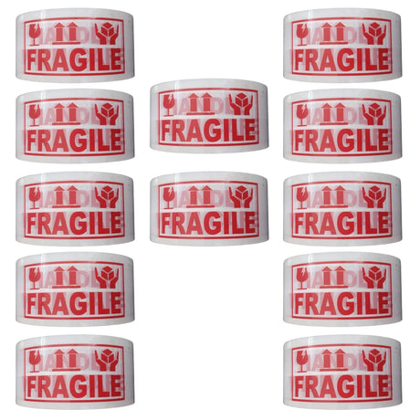 SINGHAL Handle with Care Fragile Tape Printed Tape Packaging Tape (12 Roll) 48mm X 65 Meter
