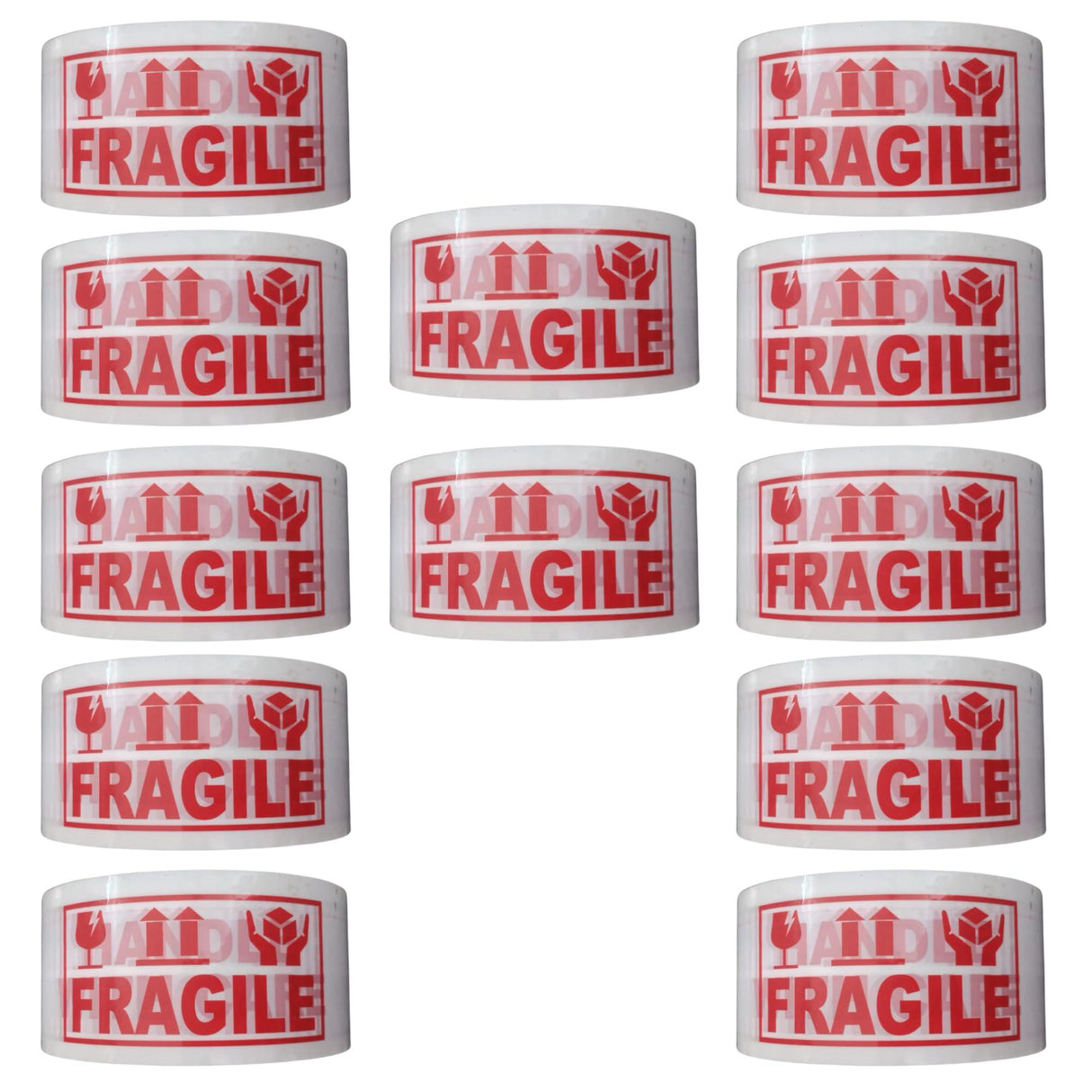 Handle with Care Fragile Tape – 12 Rolls of Printed Packaging Tape, 48mm x 65m Each