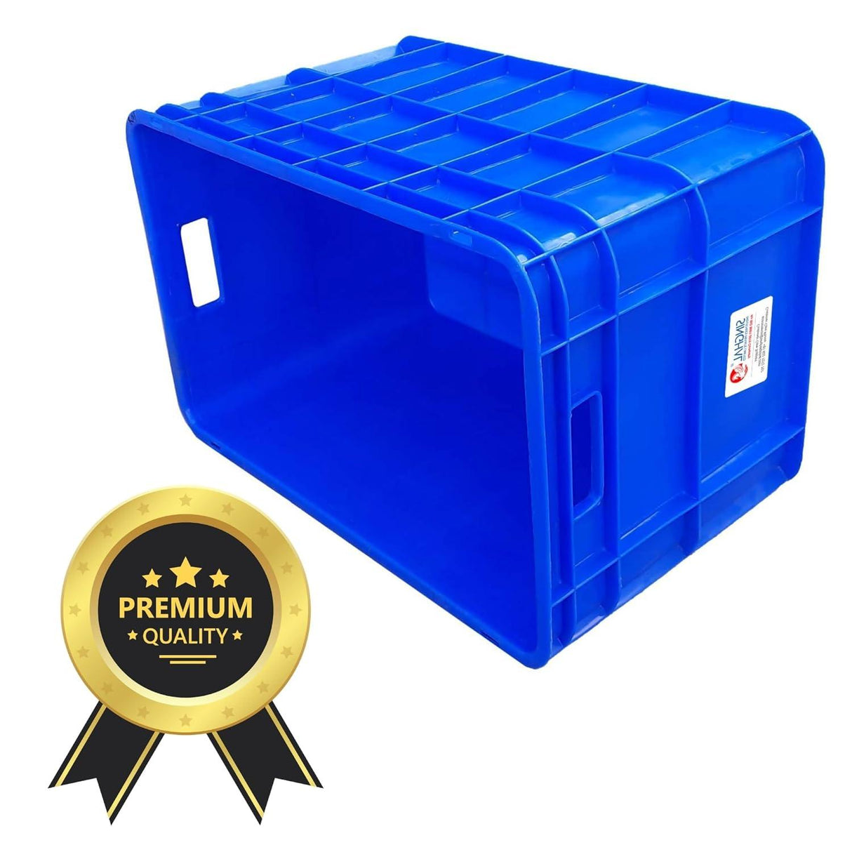 SINGHAL Heavy-Duty Blue Plastic Crate (2-Pack) – Versatile Round-Cornered Storage Bins for Fruits, Vegetables, Milk | 540 x 360 x 350 mm