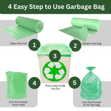 Singhal Compostable/Biodegradable Garbage Bags 17 X 19 Inches (Small Size) 180 Bags (6 Rolls) Dustbin Bag/Trash Bag - Green Color | With Easy Tie-Tapes