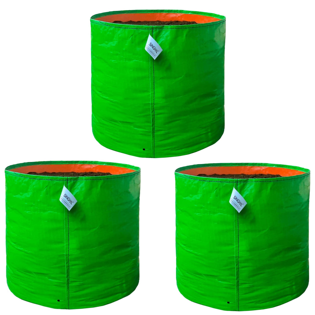 SINGHAL 24x24 inch Big Grow Bags Pack of 3 for Home Gardening, HDPE Plants Bag for Fruits, Vegetables Flowers, 260 GSM Grow Bag, UV Protected