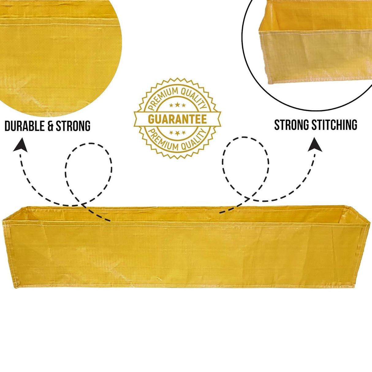 SINGHAL HDPE UV Protected Rectangular Grow Bags 60x12x12 Inches, Ideal for Terrace and Vegetable Gardening (Yellow)